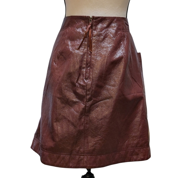 Faux Patent Leather Skirt, Maeve by Anthropologie, Burgundy - Picture 3 of 8